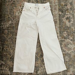 Zara High Rise Flare Crop Jean White
